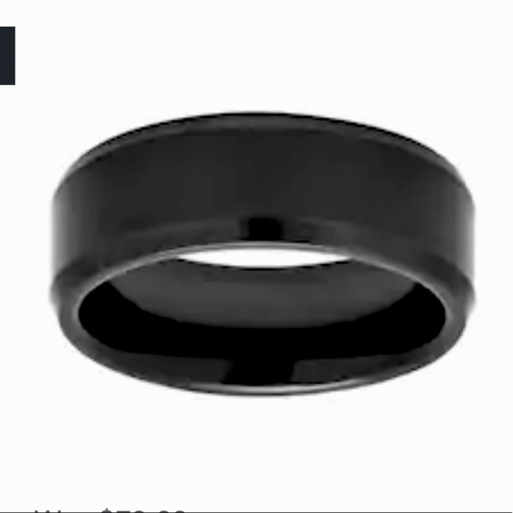 Black Tungsten Carbide ring with a brushed finish.